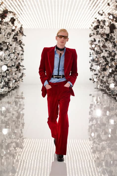 gucci red velvet suit.